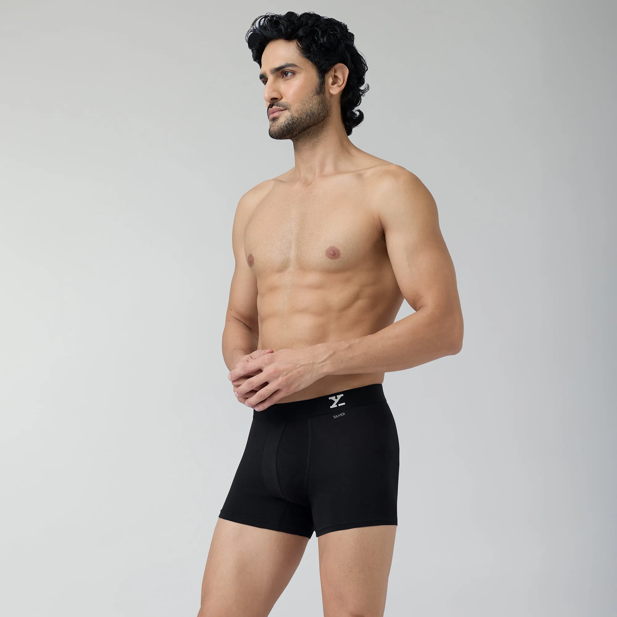 Aero Silver Cotton Trunks Black Knight