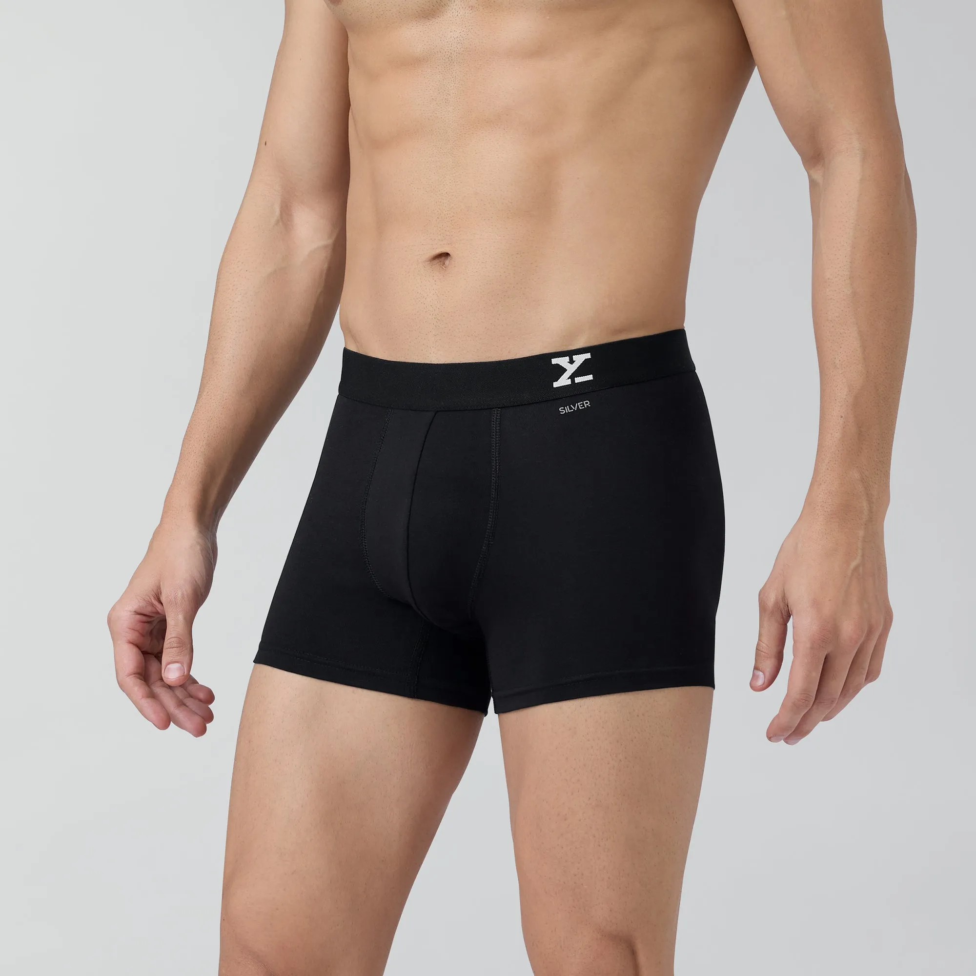 Aero Silver Cotton Trunks Black Knight