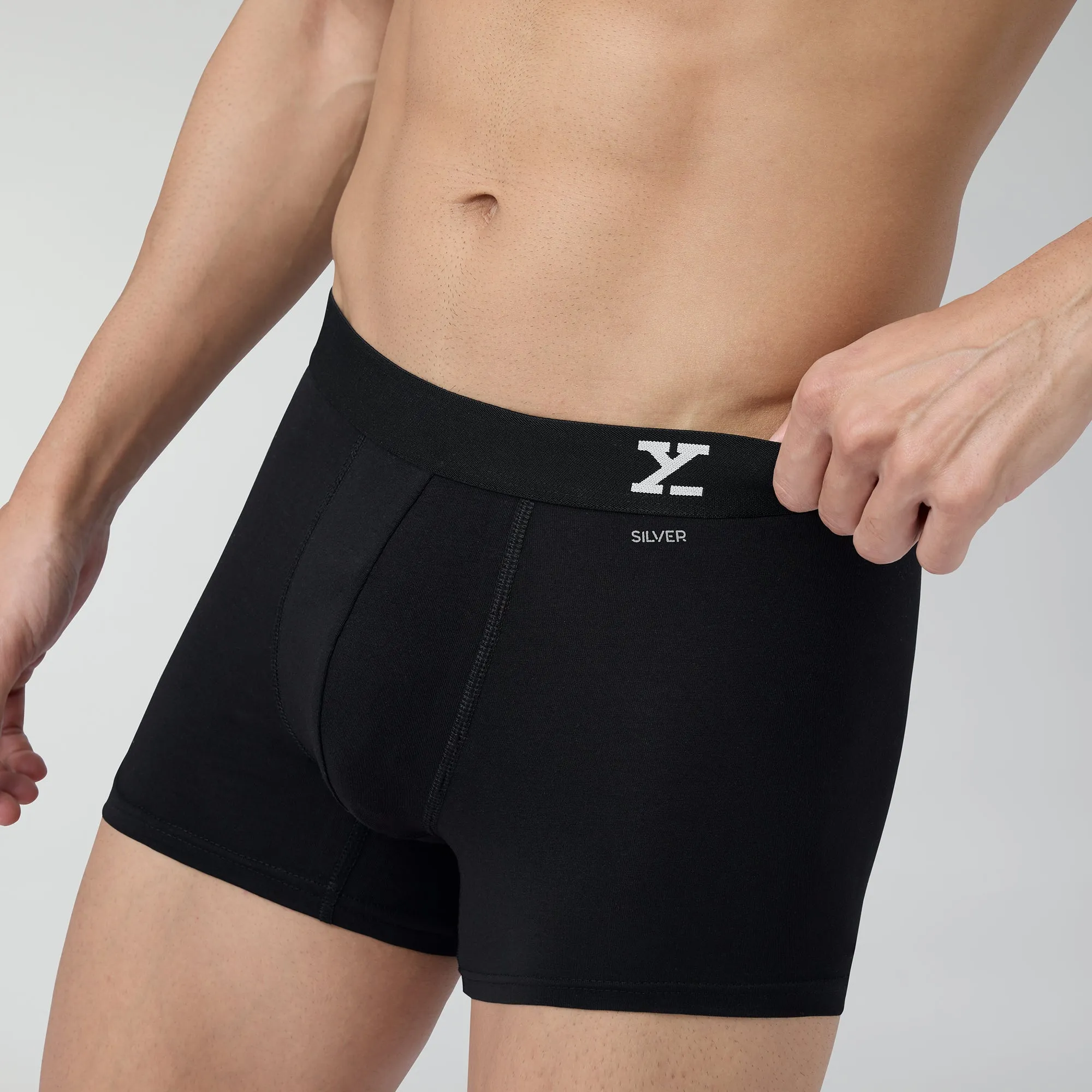 Aero Silver Cotton Trunks Black Knight