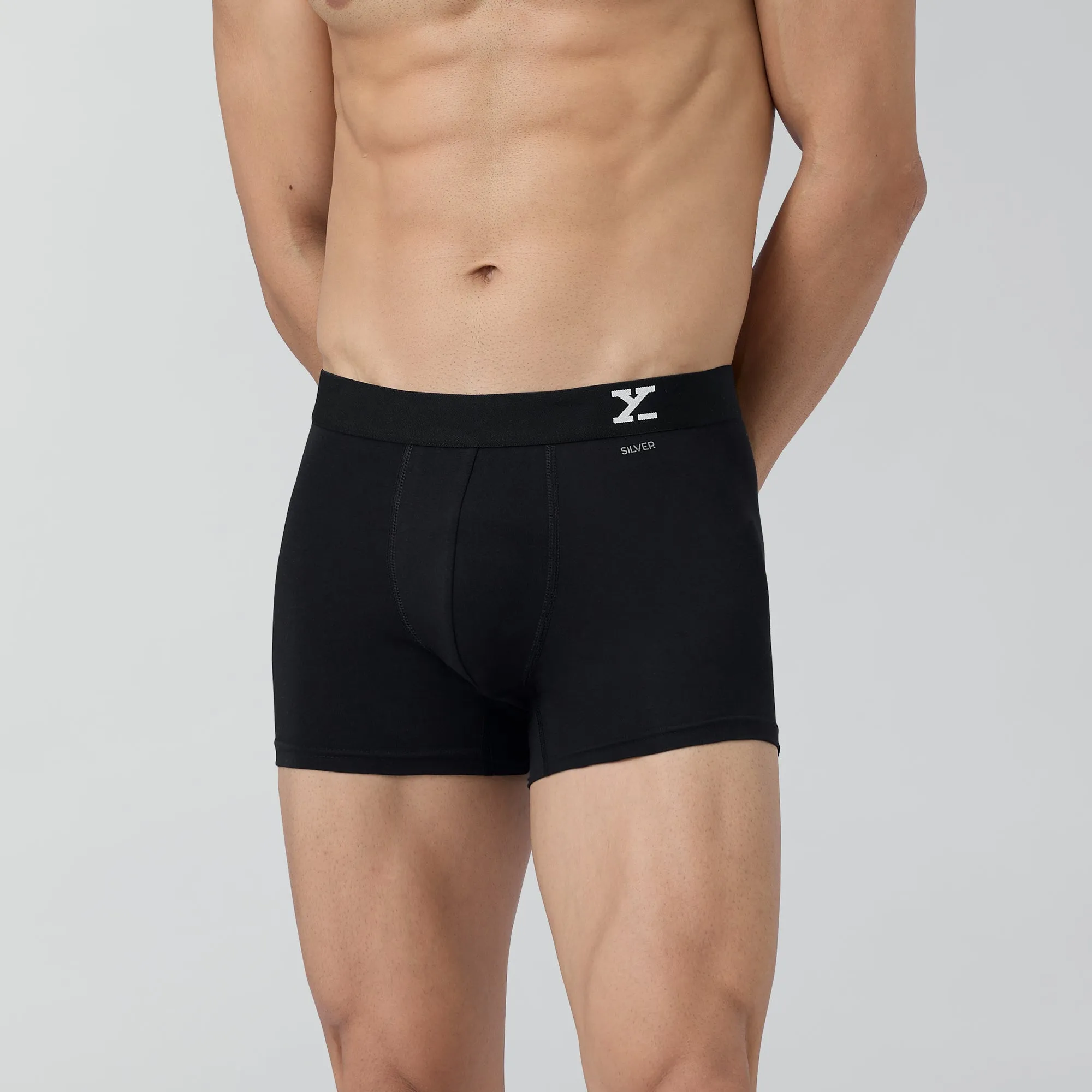 Aero Silver Cotton Trunks Black Knight