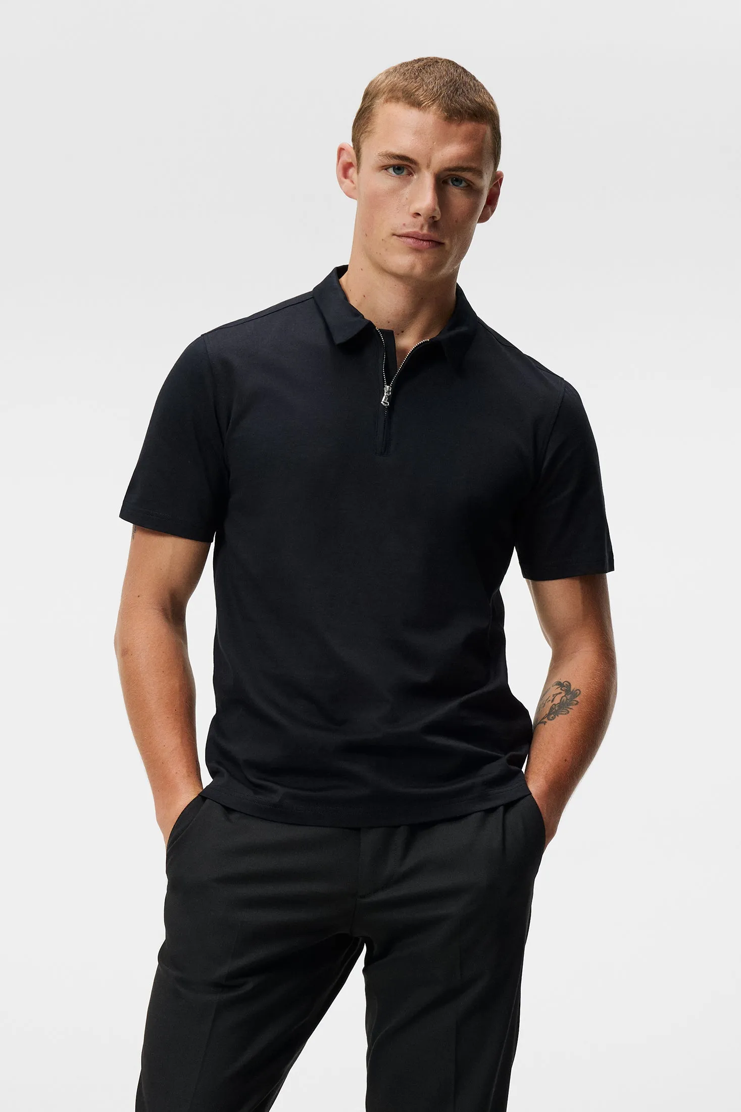 Asher Zip SS Polo Shirt / Black