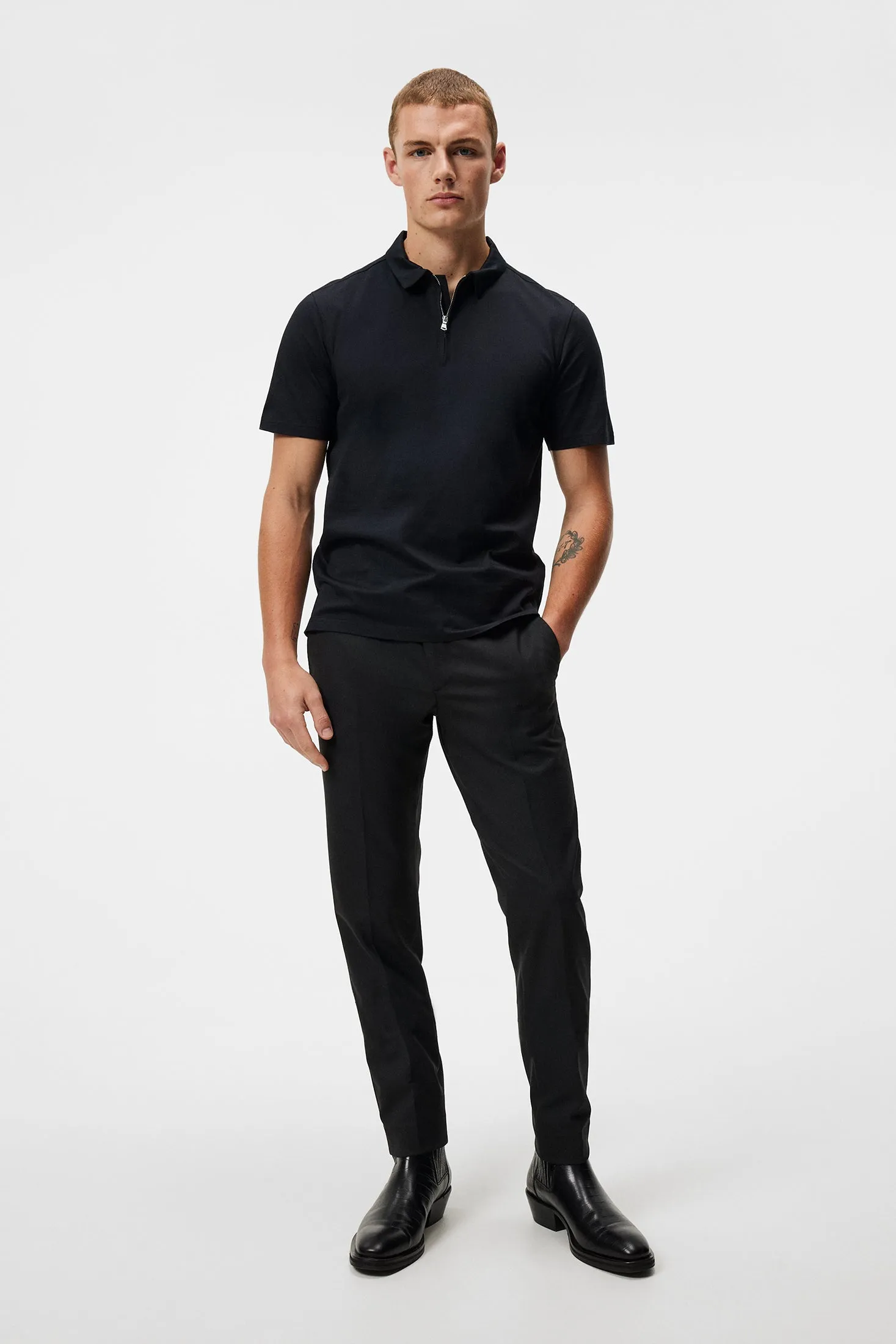 Asher Zip SS Polo Shirt / Black