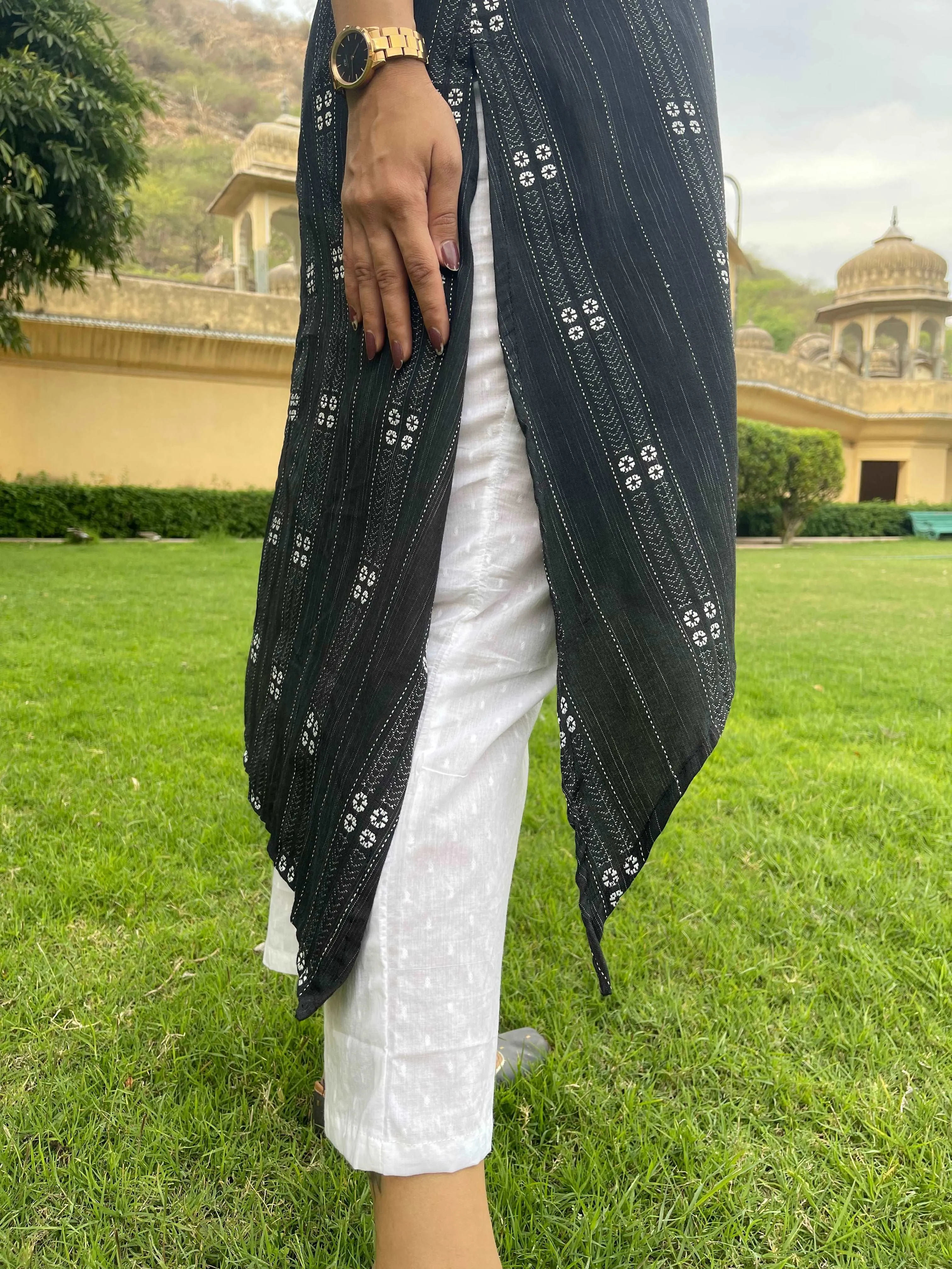 Black Cotton Printed Kurta Set