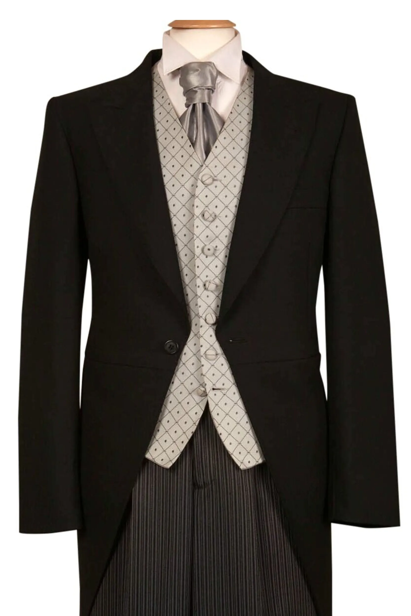 Black Herringbone Tailcoat Jacket - Ex Hire