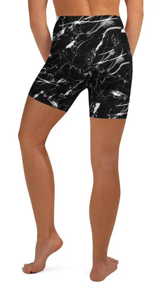 Black Marble Yoga Shorts