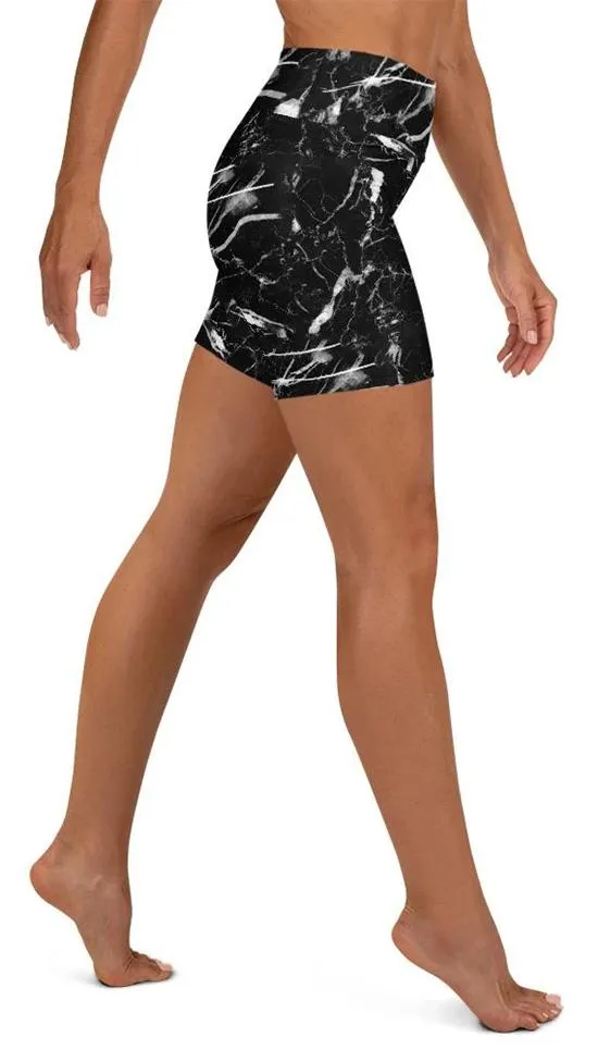 Black Marble Yoga Shorts