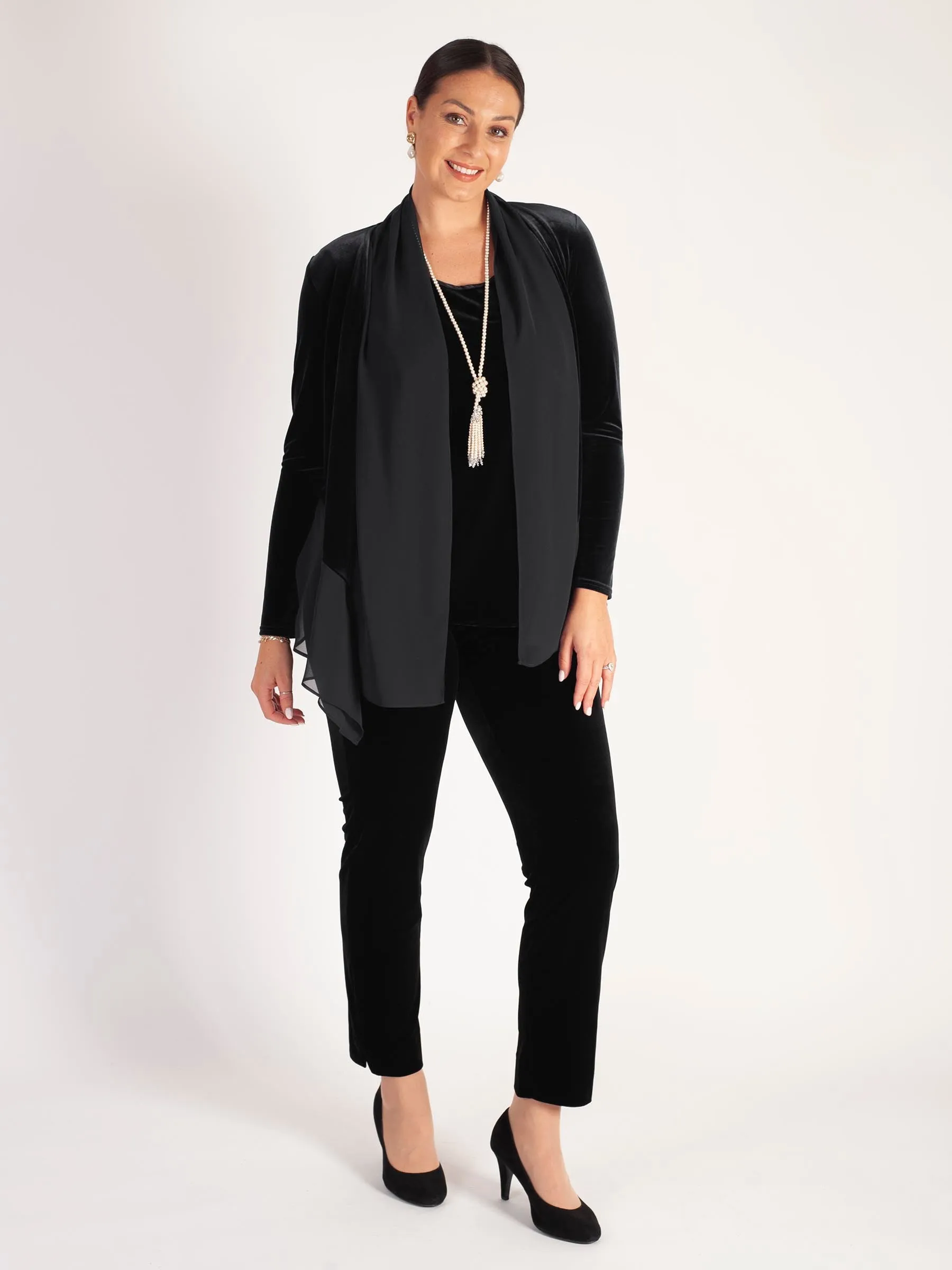 Black Stretch Velvet Trousers