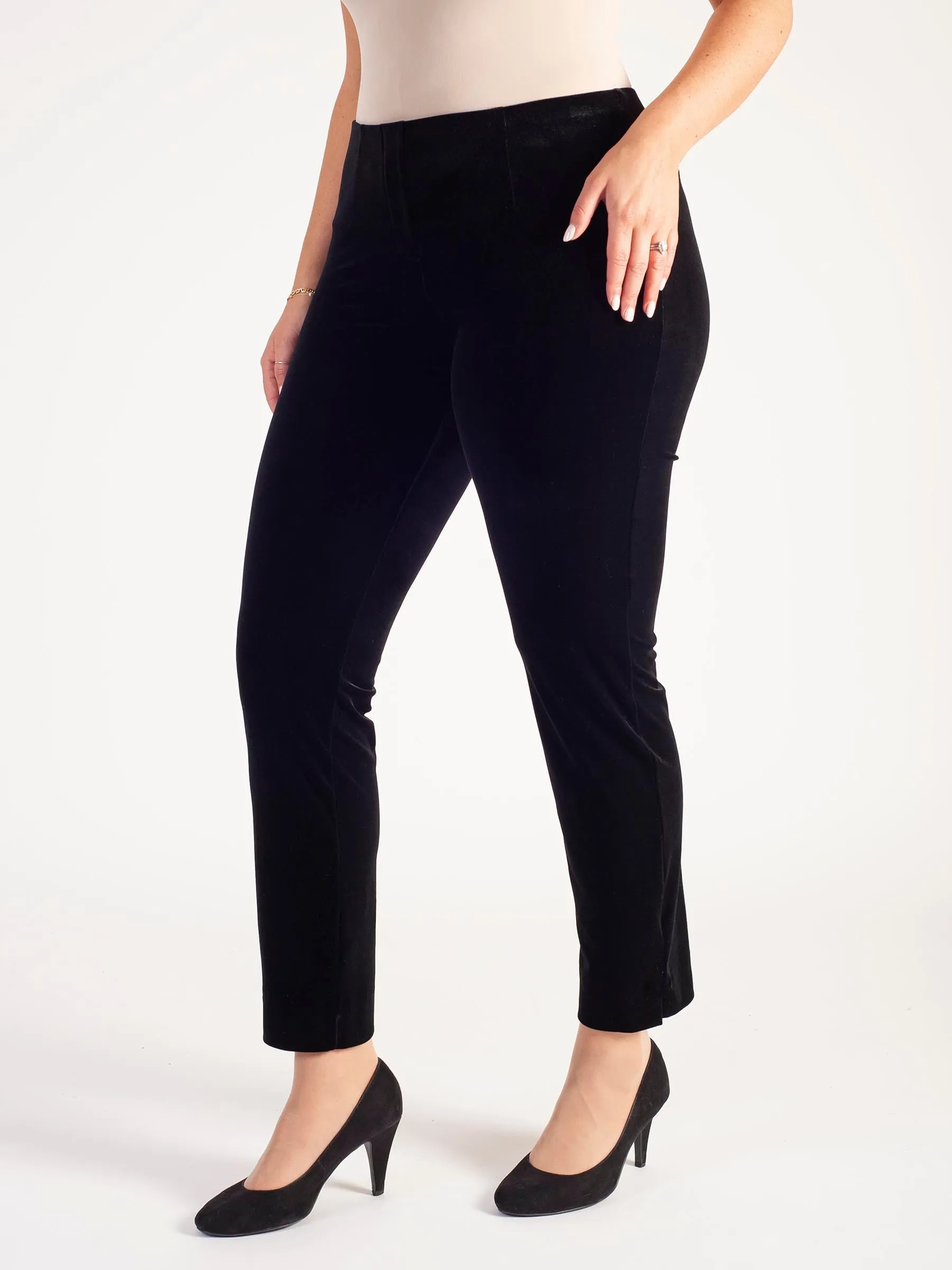 Black Stretch Velvet Trousers