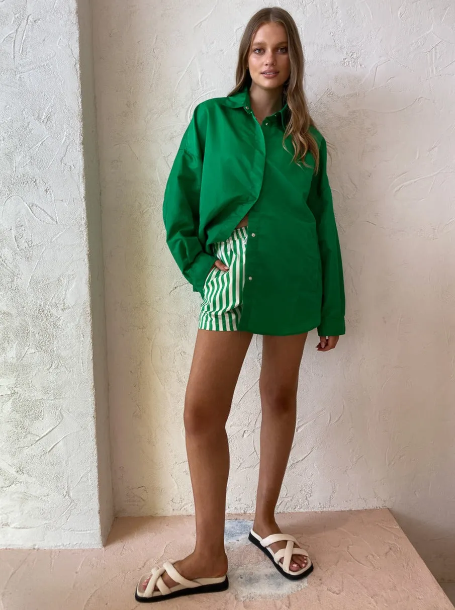 Blanca Kate Shorts in Green Stripes