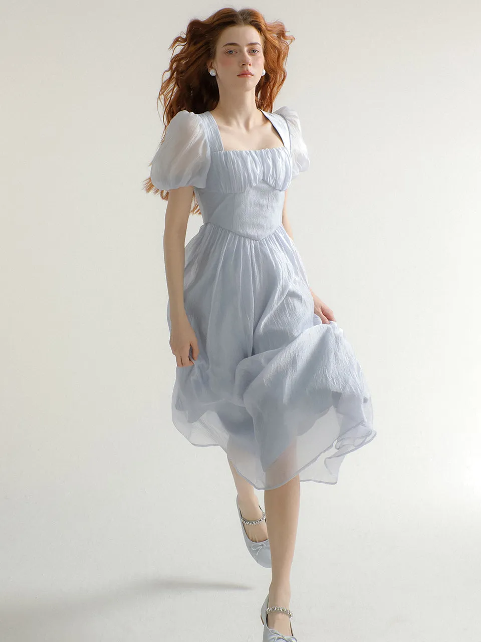 Bluemoon puff long dress