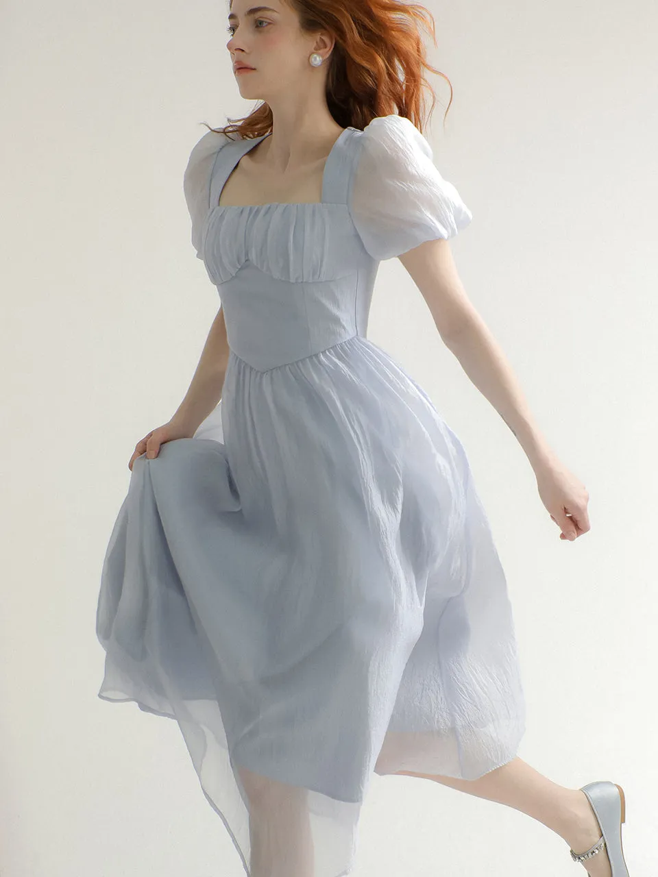 Bluemoon puff long dress