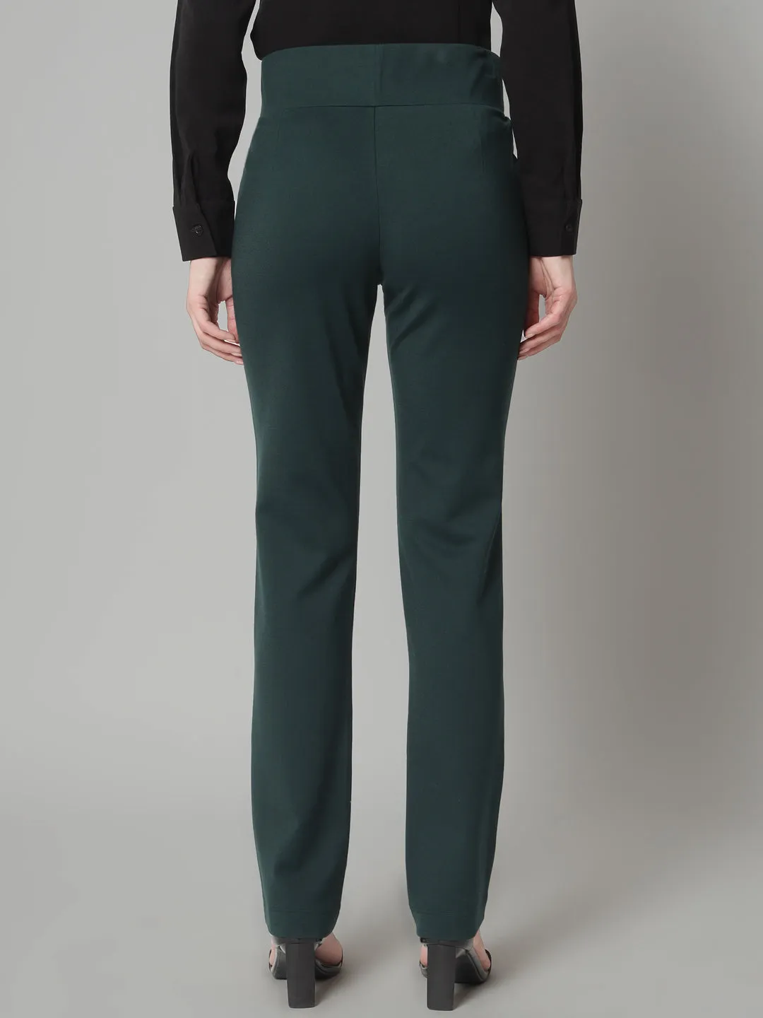 Bottle Green Wide Belt Stretch Pants