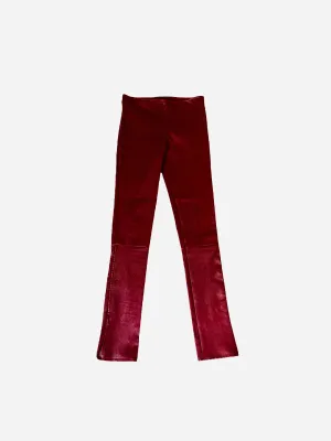 Burgundy Leather Leggings - XS