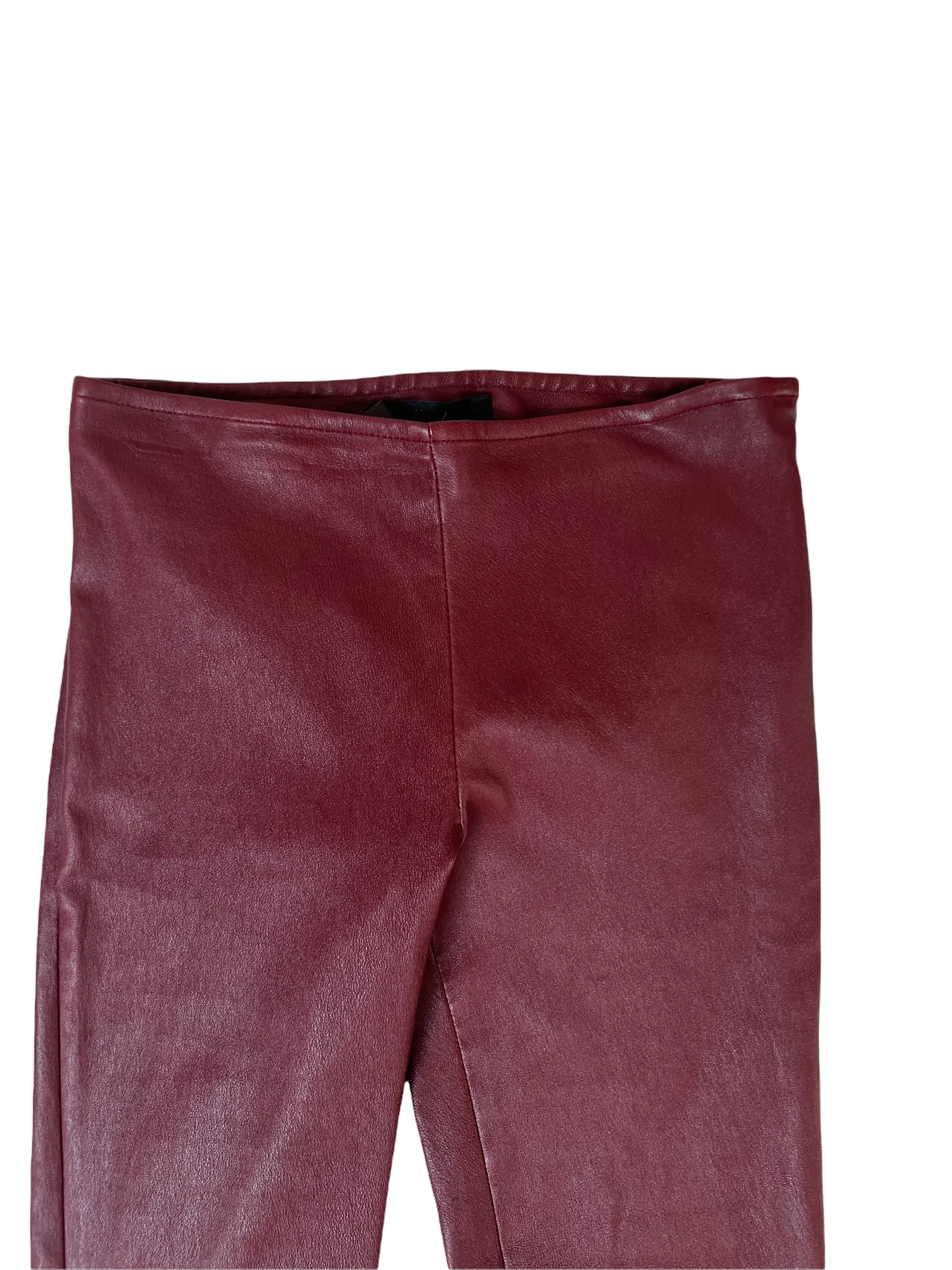 Burgundy Leather Leggings - XS