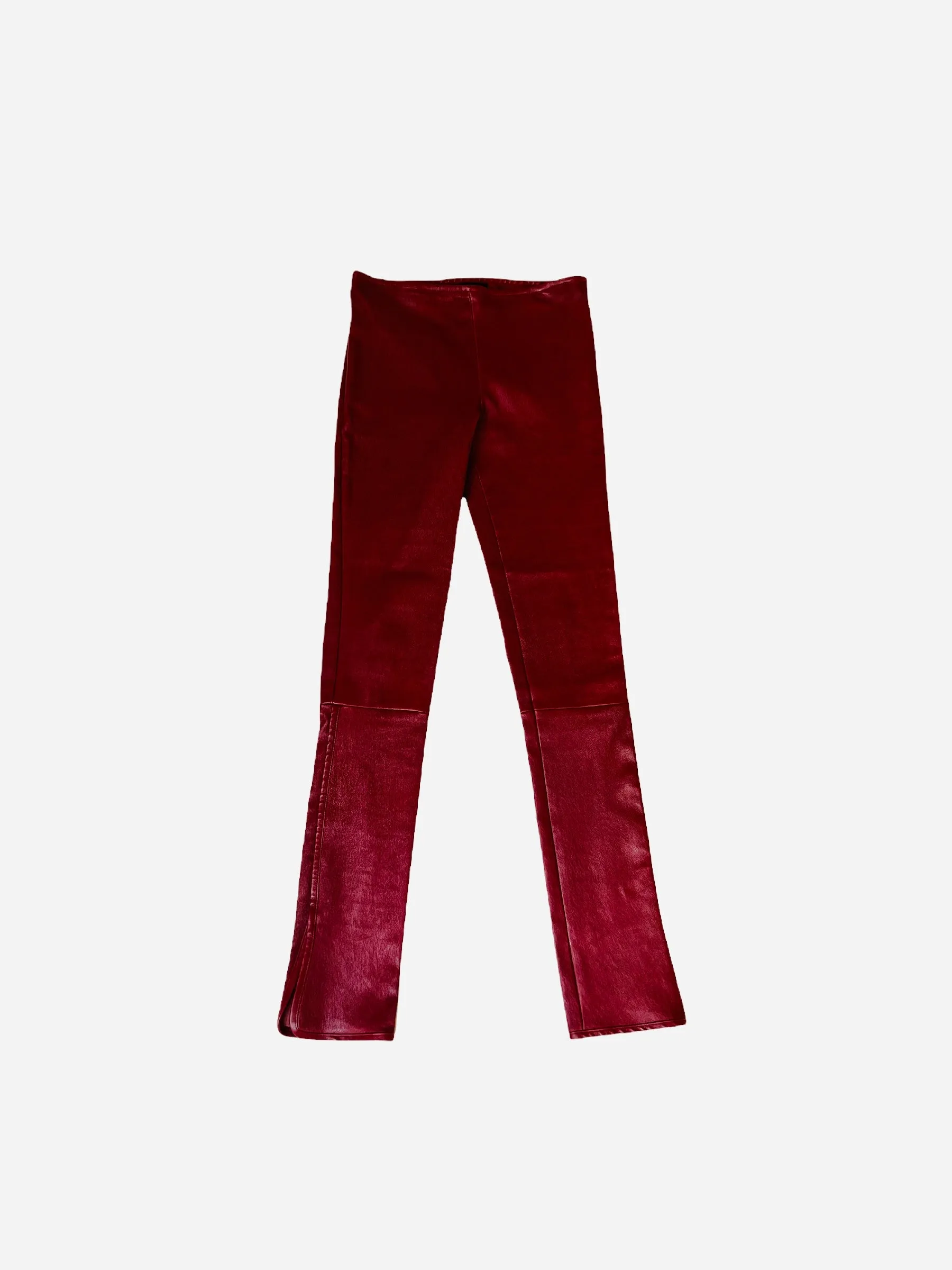 Burgundy Leather Leggings - XS