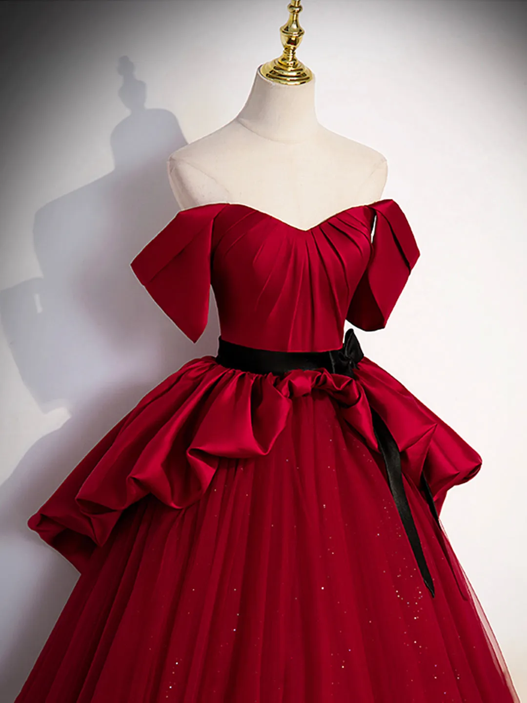 Burgundy Sweetheart Neck Formal Dress A-Line Tulle Floor Length Prom Dress