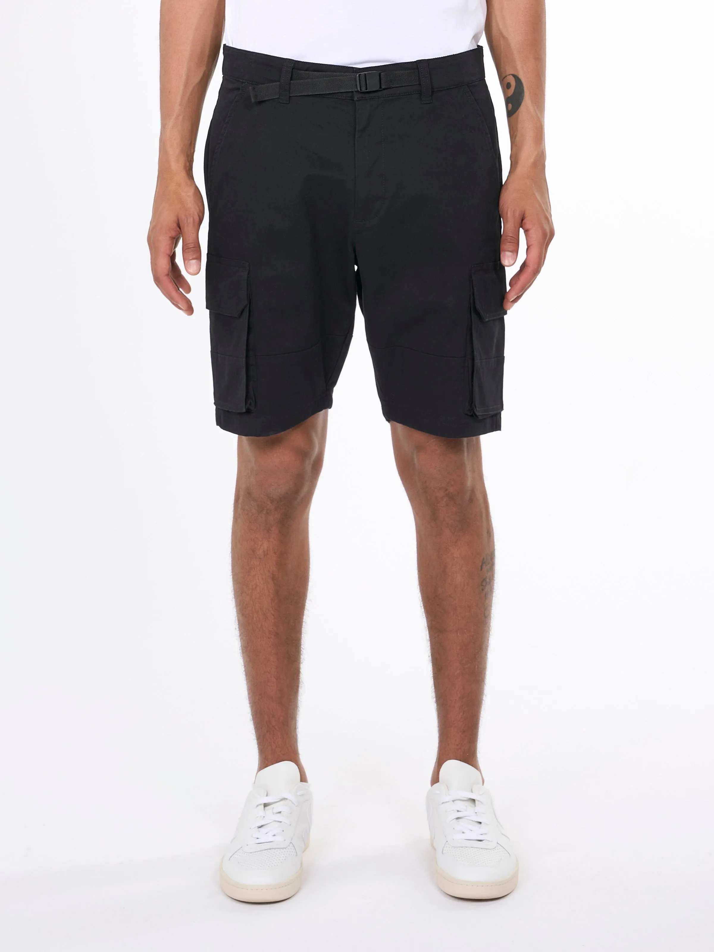 Cargo stretched twill shorts - Black Jet