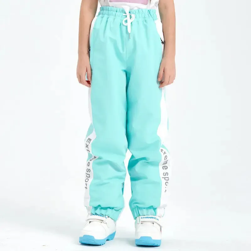 Children Elastic Snow Pants Boys & Girls Loose Fit Ski Trousers