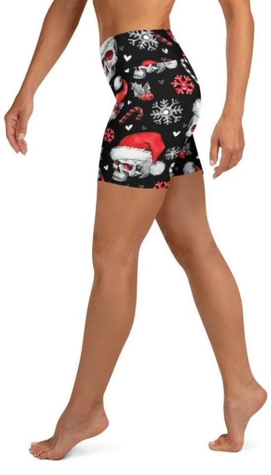 Christmassy Skulls Yoga Shorts