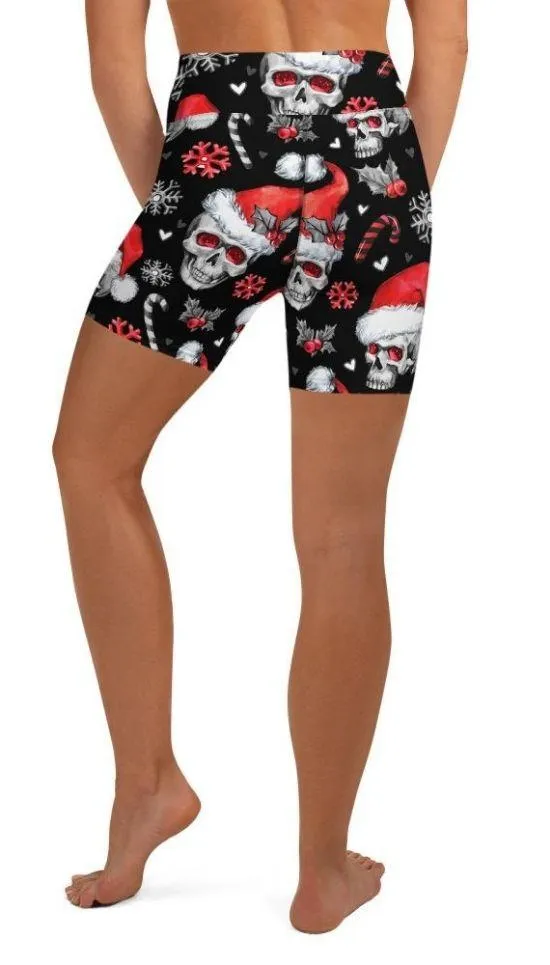 Christmassy Skulls Yoga Shorts