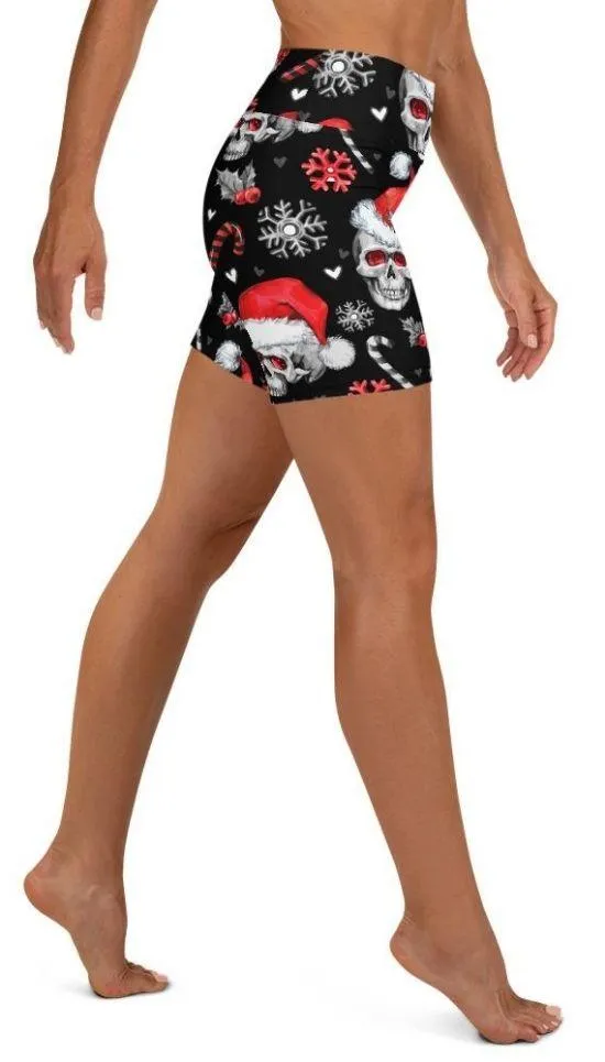 Christmassy Skulls Yoga Shorts