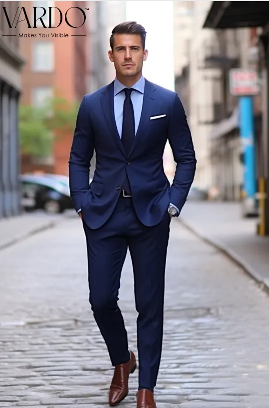 Classic Men's Navy Blue Two-Piece Suit - Elegant, Timeless, and Perfect for Any Occasion- Tailored Suit - The Rising Sun store, Vardo (Copy)