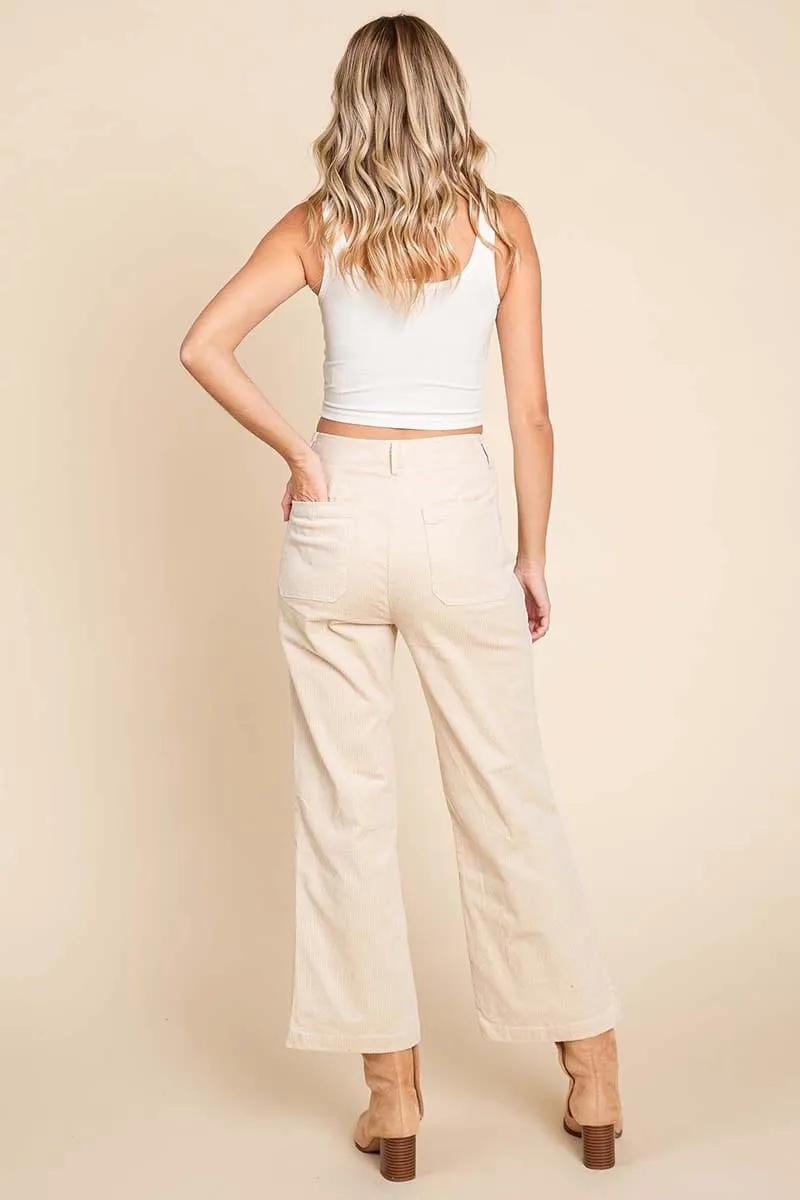 Corduroy Wide Leg High Rise Pants