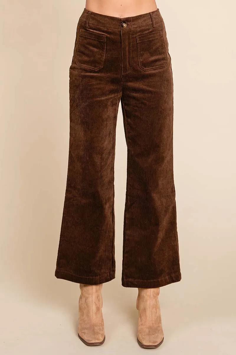 Corduroy Wide Leg High Rise Pants