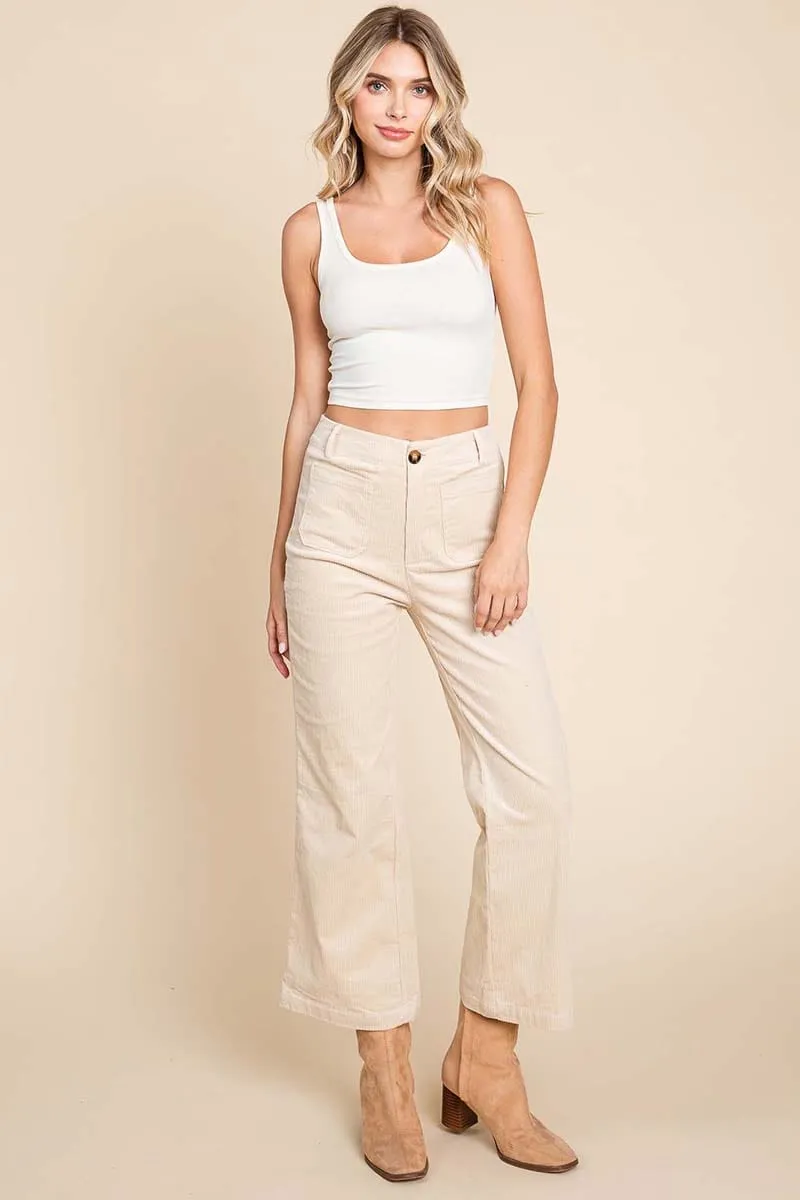 Corduroy Wide Leg High Rise Pants