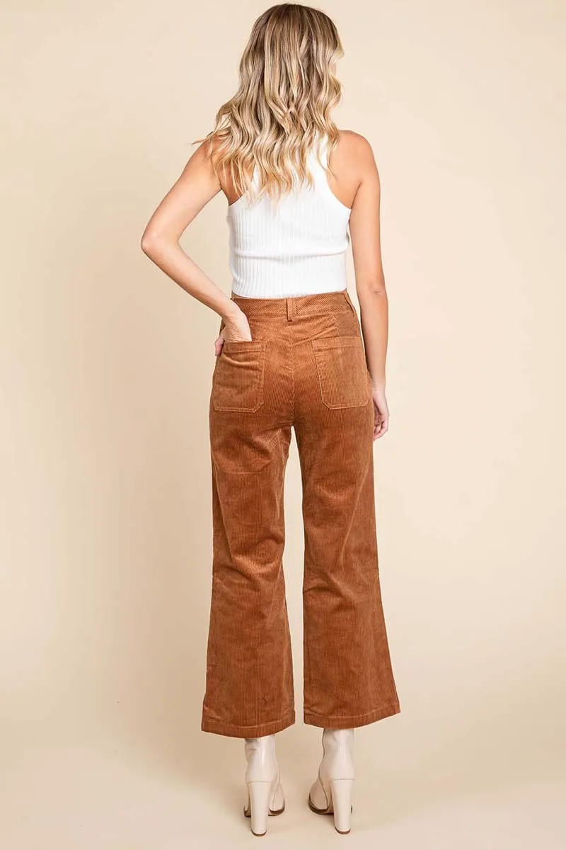 Corduroy Wide Leg High Rise Pants