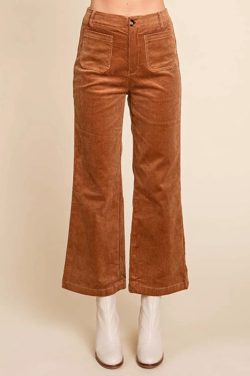 Corduroy Wide Leg High Rise Pants