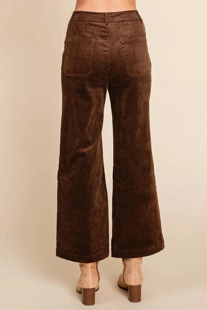 Corduroy Wide Leg High Rise Pants