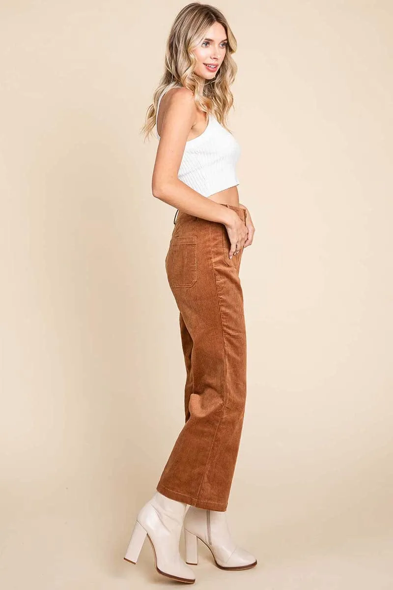 Corduroy Wide Leg High Rise Pants