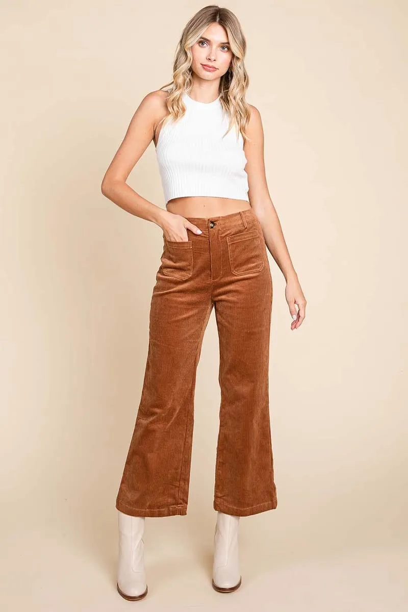 Corduroy Wide Leg High Rise Pants