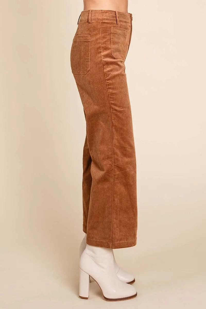 Corduroy Wide Leg High Rise Pants