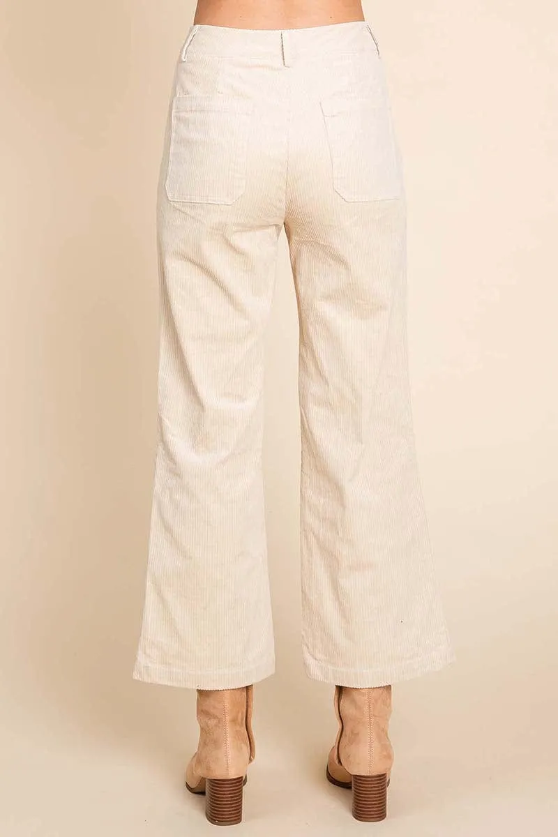 Corduroy Wide Leg High Rise Pants