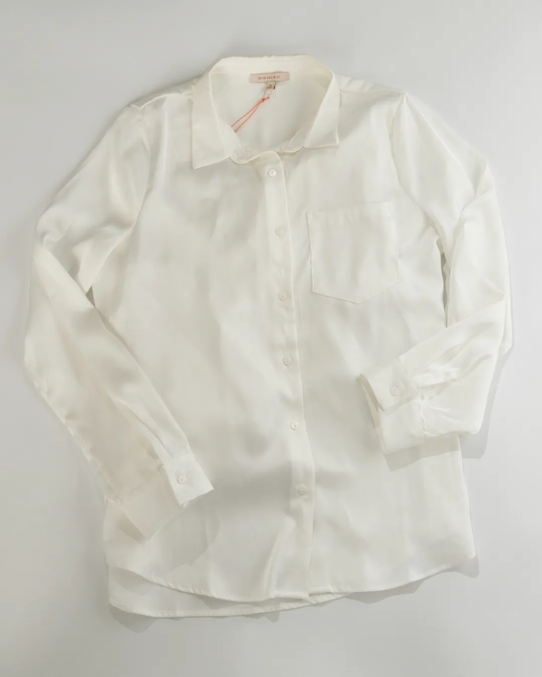 Elegant Off-White Satin button-down Women Blouse