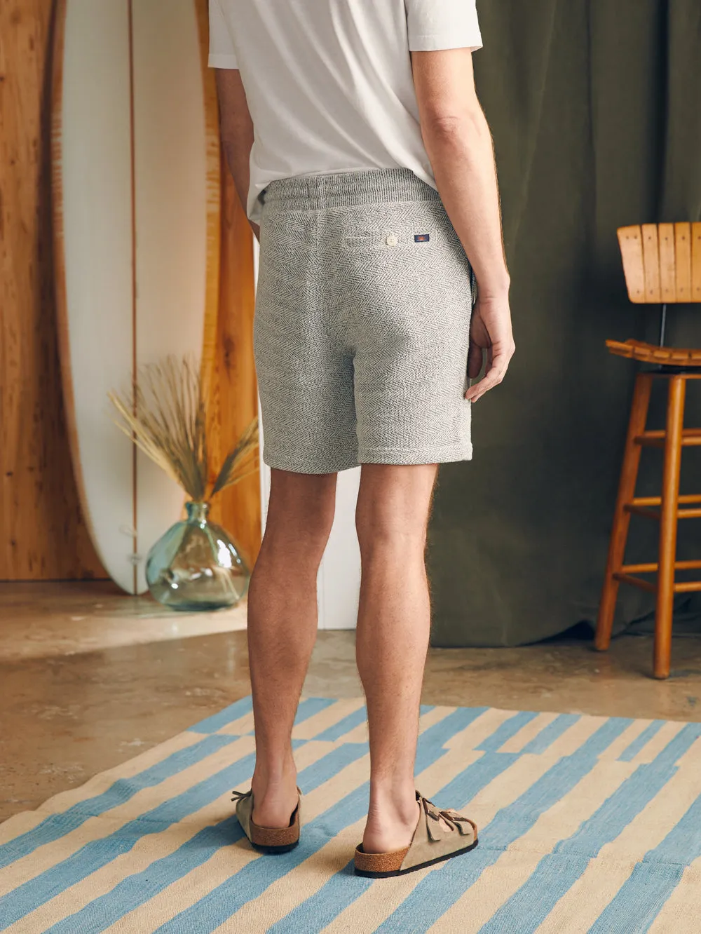 Faherty Whitewater Sweatshort in Grey Shell Loop