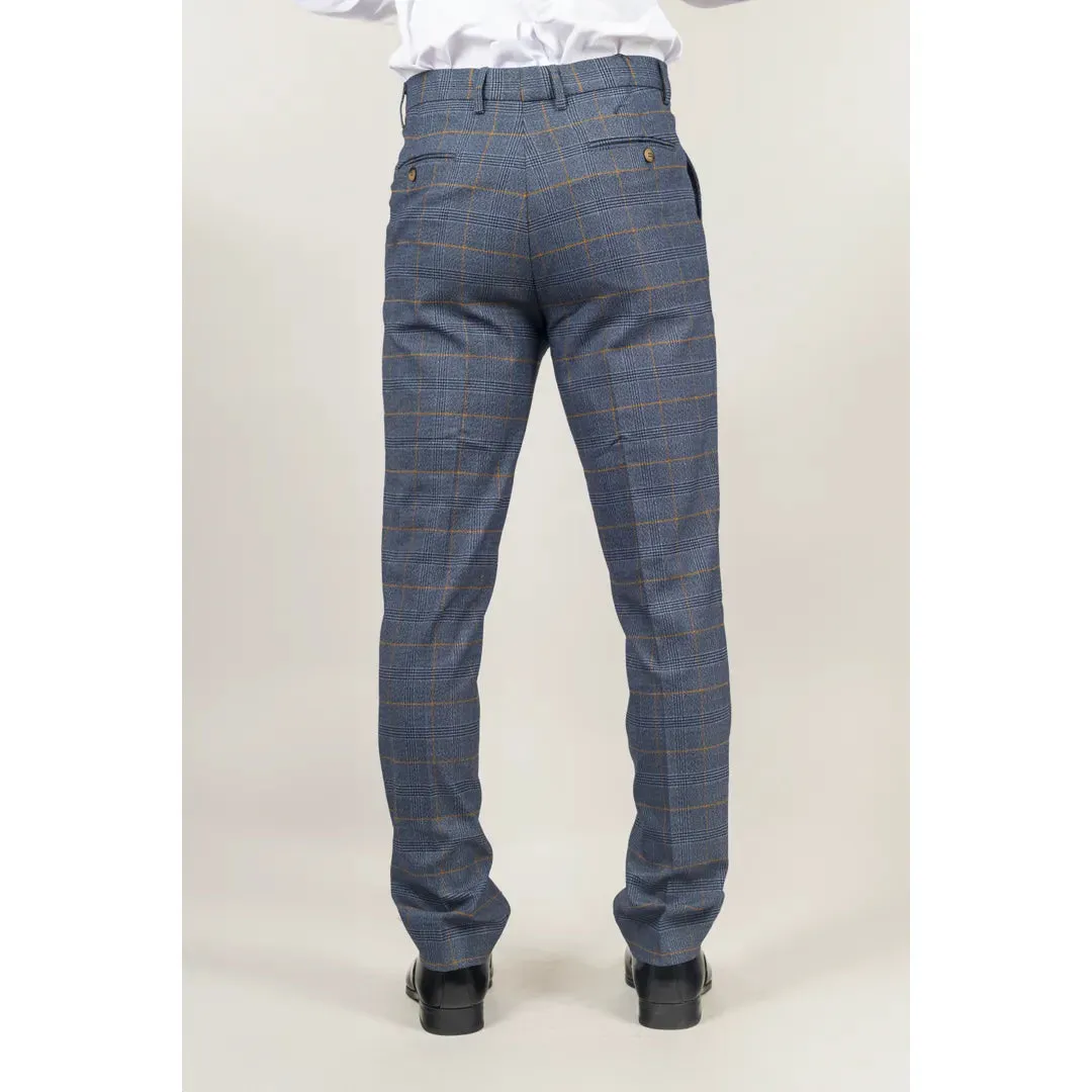 Gisborne - Men's Navy Checked Trousers