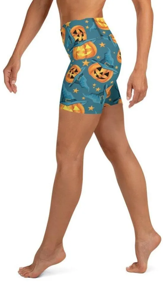 Halloween Pumpkin Yoga Shorts