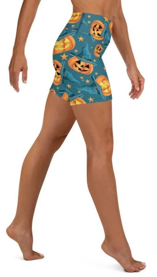 Halloween Pumpkin Yoga Shorts