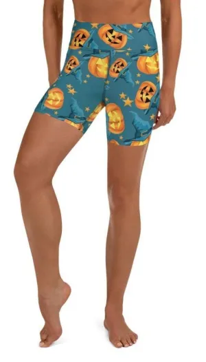 Halloween Pumpkin Yoga Shorts