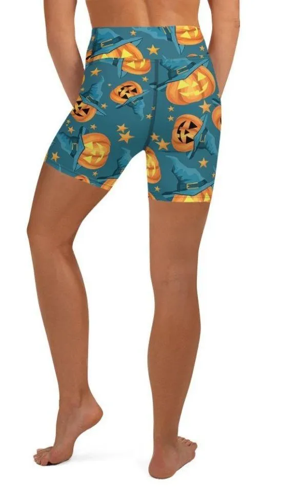 Halloween Pumpkin Yoga Shorts