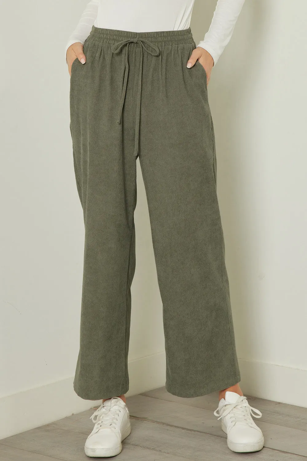 High-waisted corduroy wide leg pants