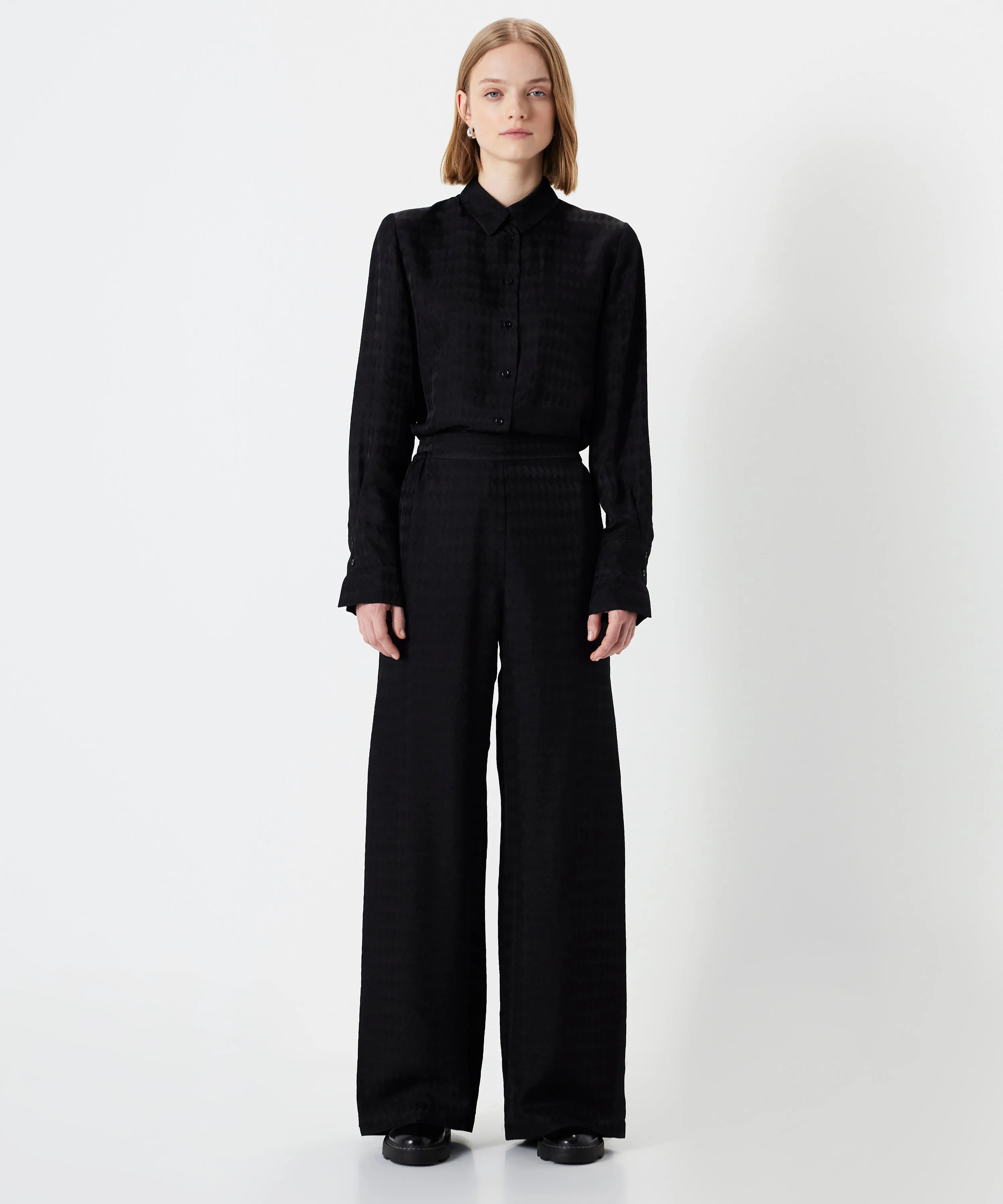 Ipekyol Jacquard Wide Leg Fit Trousers Black