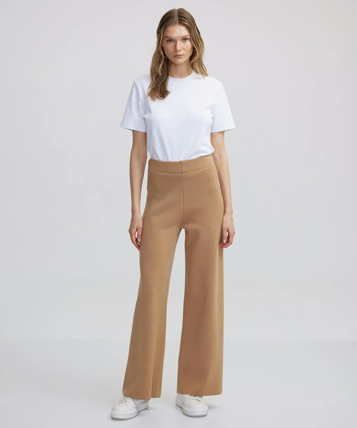 Ipekyol Knitted Wide Leg Fit Trousers Camel