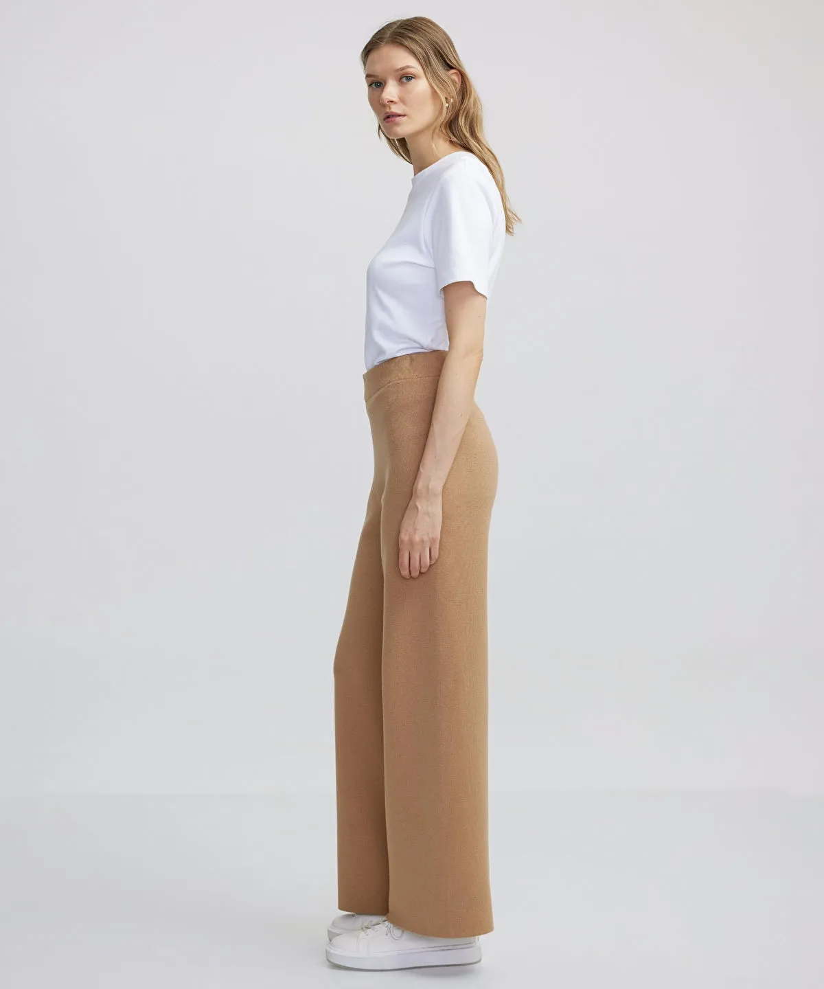 Ipekyol Knitted Wide Leg Fit Trousers Camel