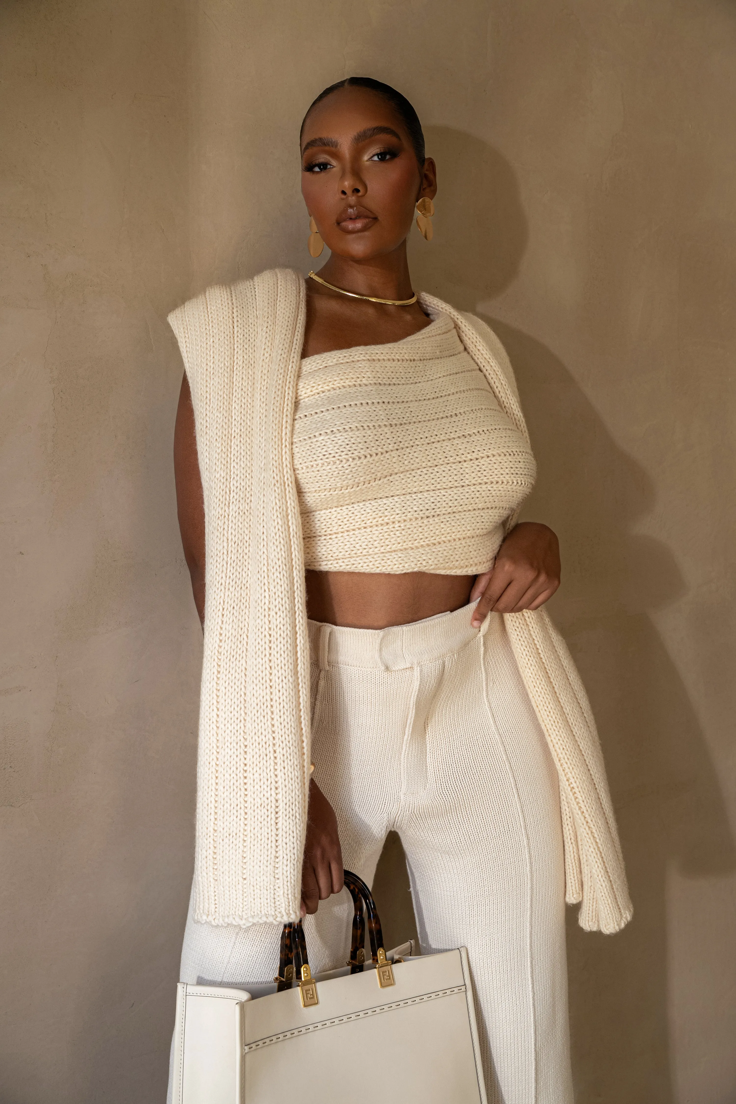 Ivory Soft Life Cable Knit Sweater Top