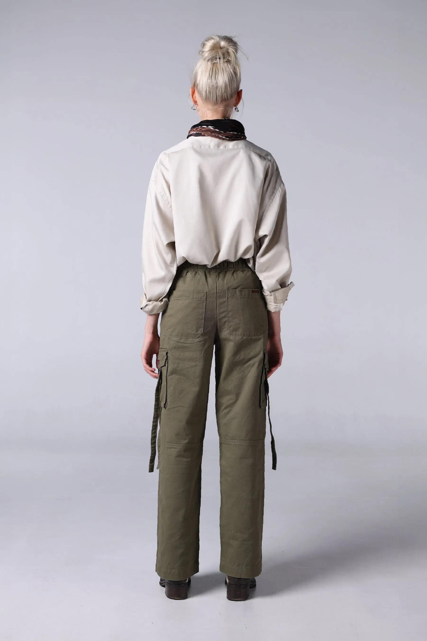 Jack Russel - Women Cargo Chino - Handwerk JF-333/OG Straight Fit Olive Green High Waisted