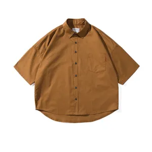 Japanese Oversized Short-Sleeve Button-Up Shirt